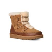 保暖服饰：UGG RetroChic Lace 系带款翻毛牛皮短靴雪地靴 1174574 栗色