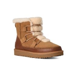 UGG RetroChic Lace 系带款翻毛牛皮短靴雪地靴 1174574 栗色
