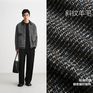 太平鸟 拼接毛呢小香风夹克 暗影灰 3XL 男士外套