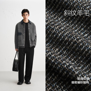 太平鸟 拼接毛呢小香风夹克 暗影灰 3XL 男士外套