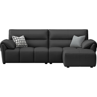 林氏家居真皮沙发客厅皮艺沙发钢琴键沙发头层牛皮意式直排沙发家具PS060 【黑茶】2.8m带脚踏双人位