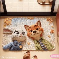 3D立体风硅藻泥地垫可爱卡通卫生间浴室门口吸水防滑脚垫家用垫子 尼克和朱丽-A