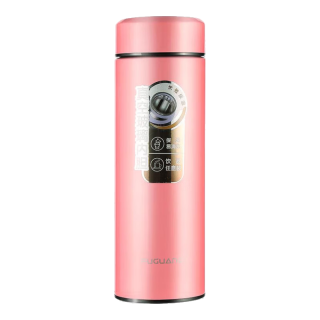 富光 玻璃内胆不锈钢真空保温杯 360ml 草莓粉
