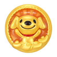 潮宏基京东狗足金硬金珐琅黄金转运珠京东联名JOY狗头金 来财