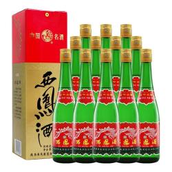 西凤酒 绿瓶裸瓶陕西版 55度  500ml*12瓶 整箱装 凤香型白酒