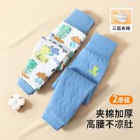 纤丝鸟 秋冬季儿童秋裤宝宝纯棉加厚高腰保暖裤两件装