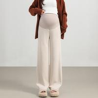 米度丽 孕妇裤秋冬外穿休闲直筒裤醋酸含羊毛高腰针织长裤