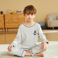 十月妈咪 儿童睡衣纯棉家居服春秋卡通全棉男款中大童长袖套装空调服