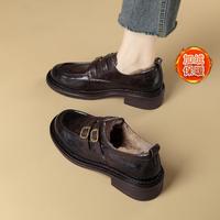 索菲娅 女士单鞋 秋冬加绒深口乐福鞋