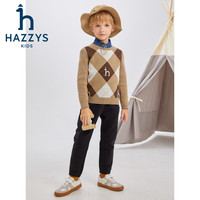 哈吉斯(HAZZYS)品牌童装男童线衣冬蓬松柔软透气保暖简约休闲套头线衣 燕麦卡其 145