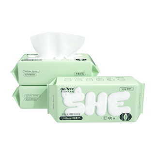 UNIFREE 一次性洗脸巾60抽*3包