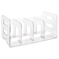 得力（deli）多功能四联书立架 创意收纳盒文件框办公室抽屉式置物架书架书挡 /办公学习用品 透明 TB104 【附带笔筒】14cm四联书立-透明