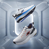 斯凯奇【MAX CUSHIONING专业跑步鞋】男鞋夏季运动跑鞋 白色/黑色/WBK 39.5