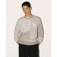 Abercrombie & Fitch大麋鹿图案美式经典宽松套头毛衣针织衫25秋冬男装120-5181 灰色图案 XS (170/84A)