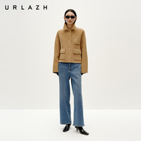 URLAZH冬季驼色短款箱型羊绒大衣外套女 驼色 M