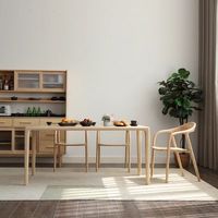 白蜡木实木餐桌椅组合日式简约长方形木桌小户型家用饭桌奶油风桌