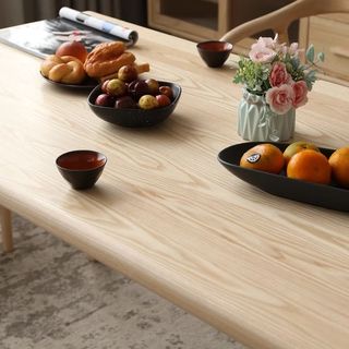 白蜡木实木餐桌椅组合日式简约长方形木桌小户型家用饭桌奶油风桌