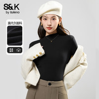 班尼路 S&K系列木耳边打底衫 黑#纯色
