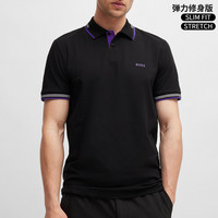 HUGO BOSS 男士夏季新款短袖POLO衫翻领时尚修身微弹半袖
