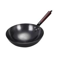 艾格辰锻打铁锅炒锅无涂层手打不粘锅明火熟铁家用炒菜锅炒勺 圆底锻打【已开锅】 30cm