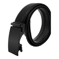 惠寻漆面板扣细纹牛皮 男士皮带 黑色 120cm