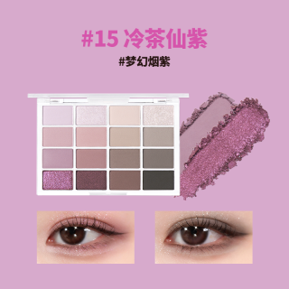 韩国WAKEMAKE眼影16色眼影盘唯可魅韩妆珠光哑光卧蚕大地色眼妆 15#冷茶仙紫