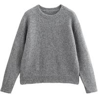 初语复古时尚套头圆领毛衣女2024年秋冬微闪珠片羊驼绒针织衫 银色 L9月10日