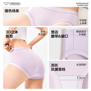 全棉时代 7A抗菌 奶白-线条 2XL 3条装 女士内裤