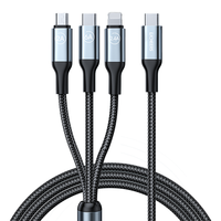 LICHEERS 领臣 LC-443 Lightning/Micro-B/Type-C 6A 数据线 编织锌合金 1.8m 黑色