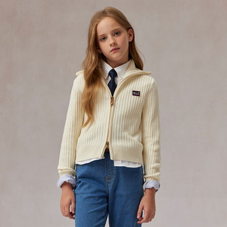 E·LAND KIDS衣恋女童针织开衫冬季美式学院风拉链 M/Grey麻灰色/18 120