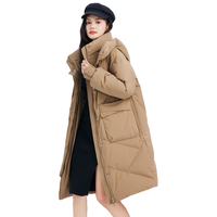 雪中飞 SNOWFLYING女士中长款连帽保暖韩版舒适插肩羽绒服加厚
