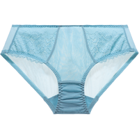 夏娃秘语内裤女性感蕾丝轻薄透气舒适双层弹力纯棉档包臀女士三角内裤 湖水蓝 (E068) 1条 L