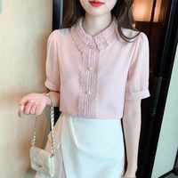 TERRE BLEUE蕾丝小衫2025夏季洋气高级感上档次短袖时尚衬衫