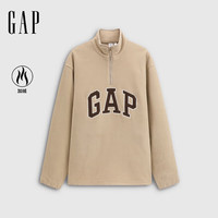 Gap 男女装秋季款logo摇粒绒宽松半拉链立领卫衣上衣787416