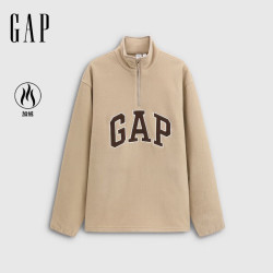 Gap 男女装秋季款logo摇粒绒宽松半拉链立领卫衣上衣787416