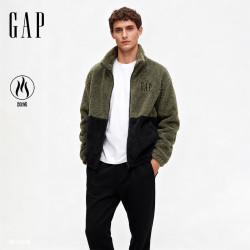 Gap 男女装2025秋季logo抱抱绒宽松拉链立领卫衣外套786558