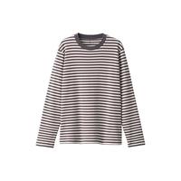 無印良品 MUJI(無印良品 )女式 双罗纹织圆领长袖T恤打底衫上衣内搭 秋冬款 BBC32A3A 深灰色条纹 L 165/88A