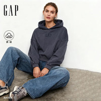 Gap 女装2025秋季印花字母logo宽松抓绒连帽卫衣美版429497