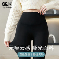 班尼路S&K打底裤女2026年秋冬季女装紧身收腹提臀芭比高腰鲨鱼裤 黑#纯色 【常规】 【200g鲨鱼裤】 M