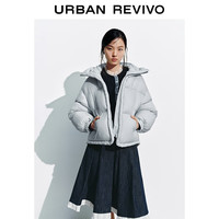 UR2025冬季女装简约休闲绗缝连帽宽松羽绒服UYL150074 浅蓝 XS