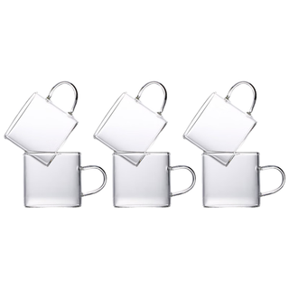 全适高硼硅玻璃耐热小茶杯100ml*6只装带把功夫茶杯花茶品茗茶具套装 茗茶杯6只装100ml