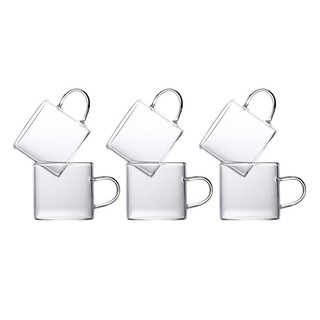 全适高硼硅玻璃耐热小茶杯100ml*6只装带把功夫茶杯花茶品茗茶具套装 茗茶杯6只装100ml