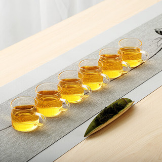 全适高硼硅玻璃耐热小茶杯100ml*6只装带把功夫茶杯花茶品茗茶具套装 茗茶杯6只装100ml