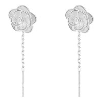 时鸾S999纯银耳线女金花茶养耳洞简约小清新韩版耳链短款耳环气质耳钉 S999纯银耳线