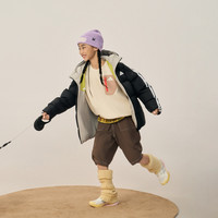 adidas 男女大童透湿保暖加绒宽松百搭圆领套头休闲卫衣