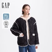 Gap女装秋冬款撞色拼接波浪绗线羽绒服宽松轻薄保暖外套654995