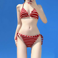 乐卡利 比基尼泳衣泡温泉女内衣超裸性感极度诱惑三点式沙滩度假女士成人  80-120斤