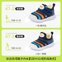 卡特兔毛毛虫童鞋秋冬加绒儿童运动鞋软底学步鞋1-3岁防滑棉鞋休闲鞋 黑蓝-加绒 21 内长13.0cm 脚长12.0-12.5