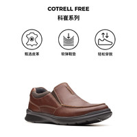 Clarks 男士经典真皮一脚蹬舒适透气缓震休闲皮鞋Cotr 褐色 261315668 43