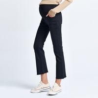 MASANON裤冬季外穿牛仔裤烟管裤黑色裤子九分微喇叭裤秋冬款